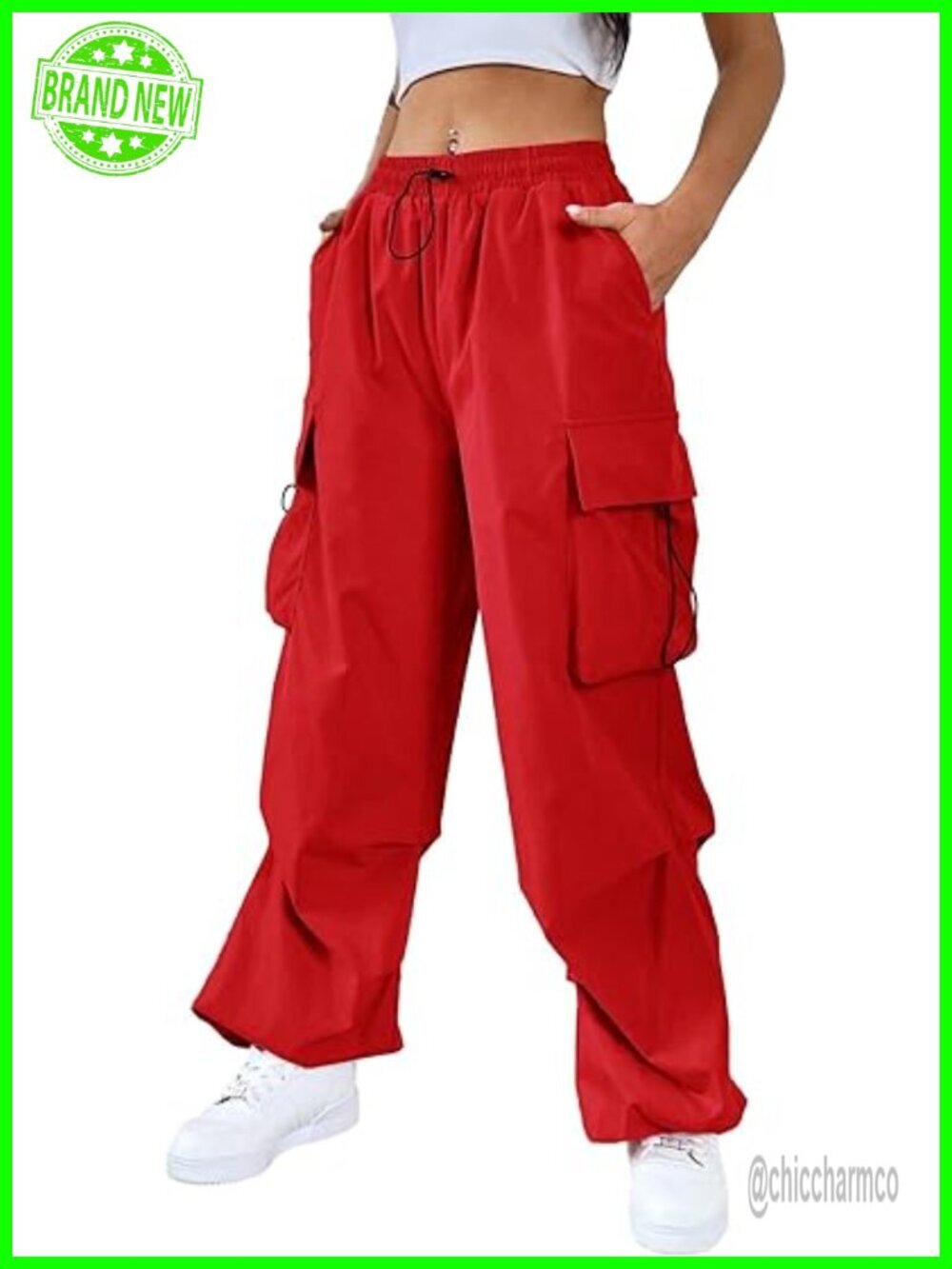 Baggy Cargo Joggers Drawstring Waist Long Trousers with Pockets